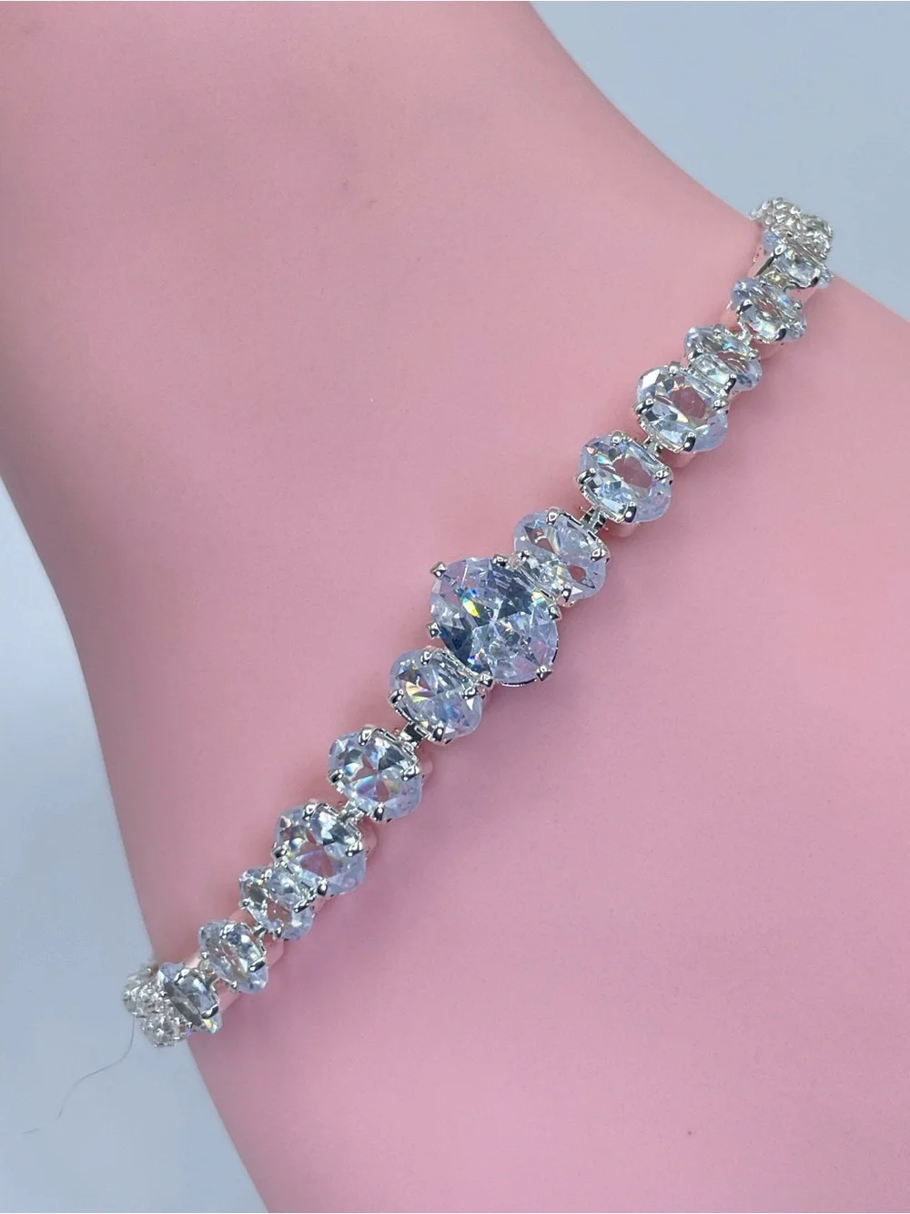Swarovski Crystal Elements White Oval Cut Swarovski Elements Tennis Bracelet